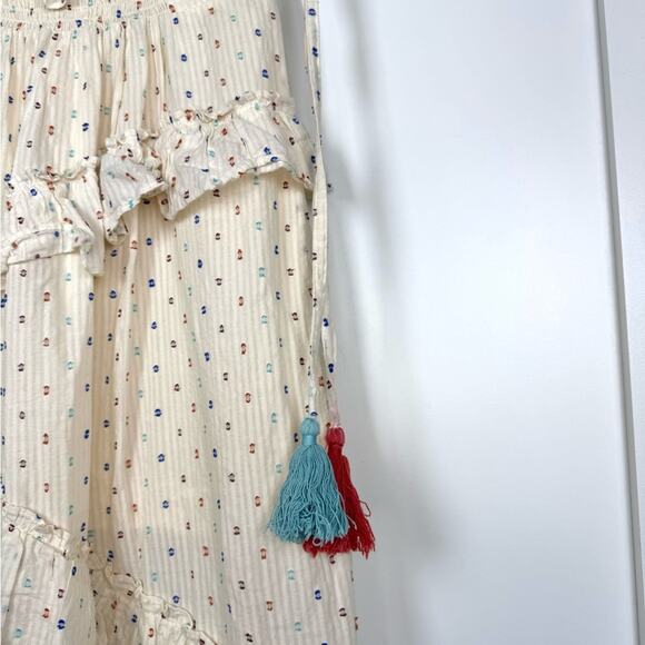 Red Carter Asmae Strapless Cotton Ruffled Cream Midi Dress Size Small - Picture 8 of 15